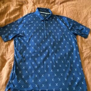 Men's Walter Hagen Navy Short-Sleeve Polo with White golf club X Print